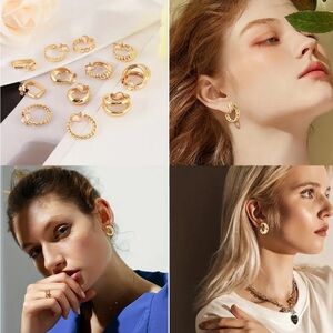 1pair Chic Geometric Clip On Earrings